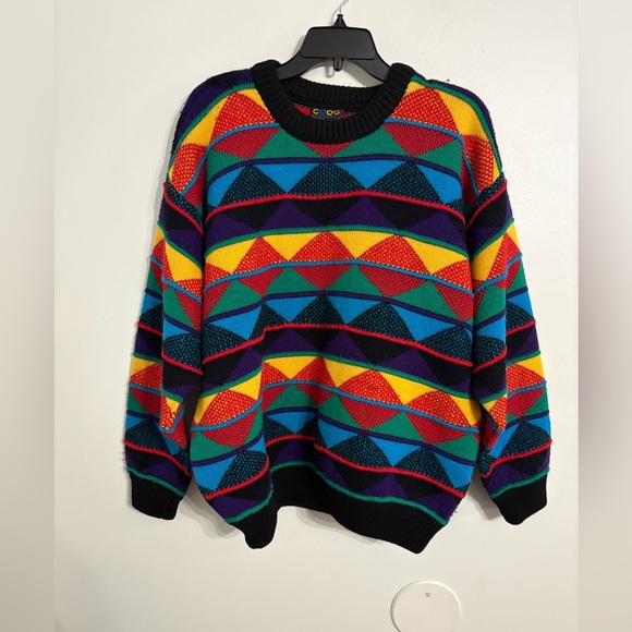 AP Vintage Coogi Australia Pure Wool Sweater Embossed Knit Authentic Size Medium - Picture 2 of 6